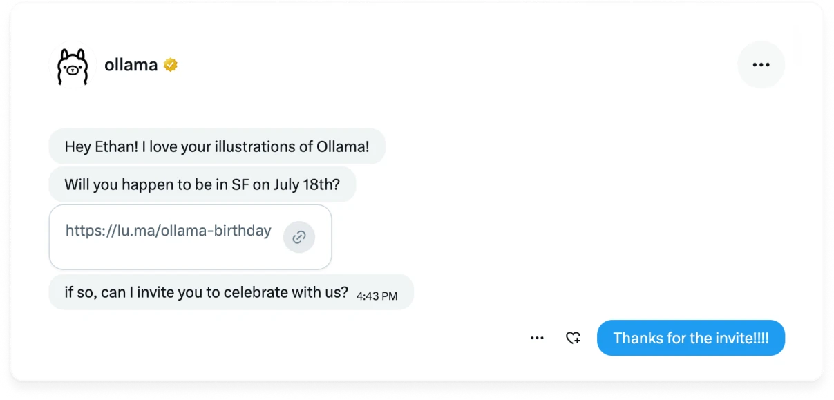 Twitter DM from Ollama team, part 1