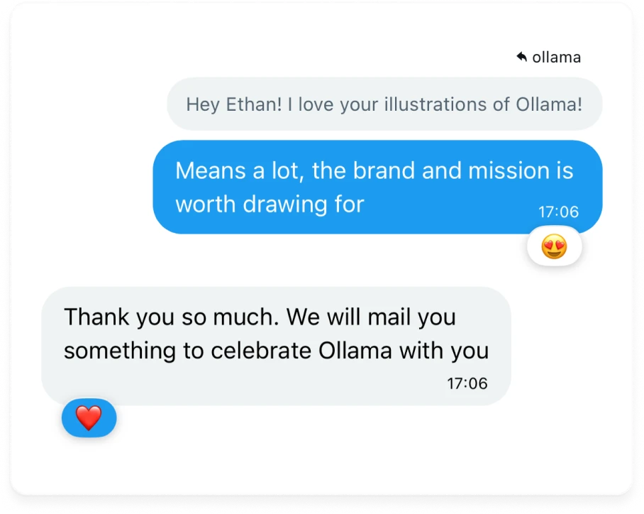 Twitter DM from Ollama team, part 2 (mobile)