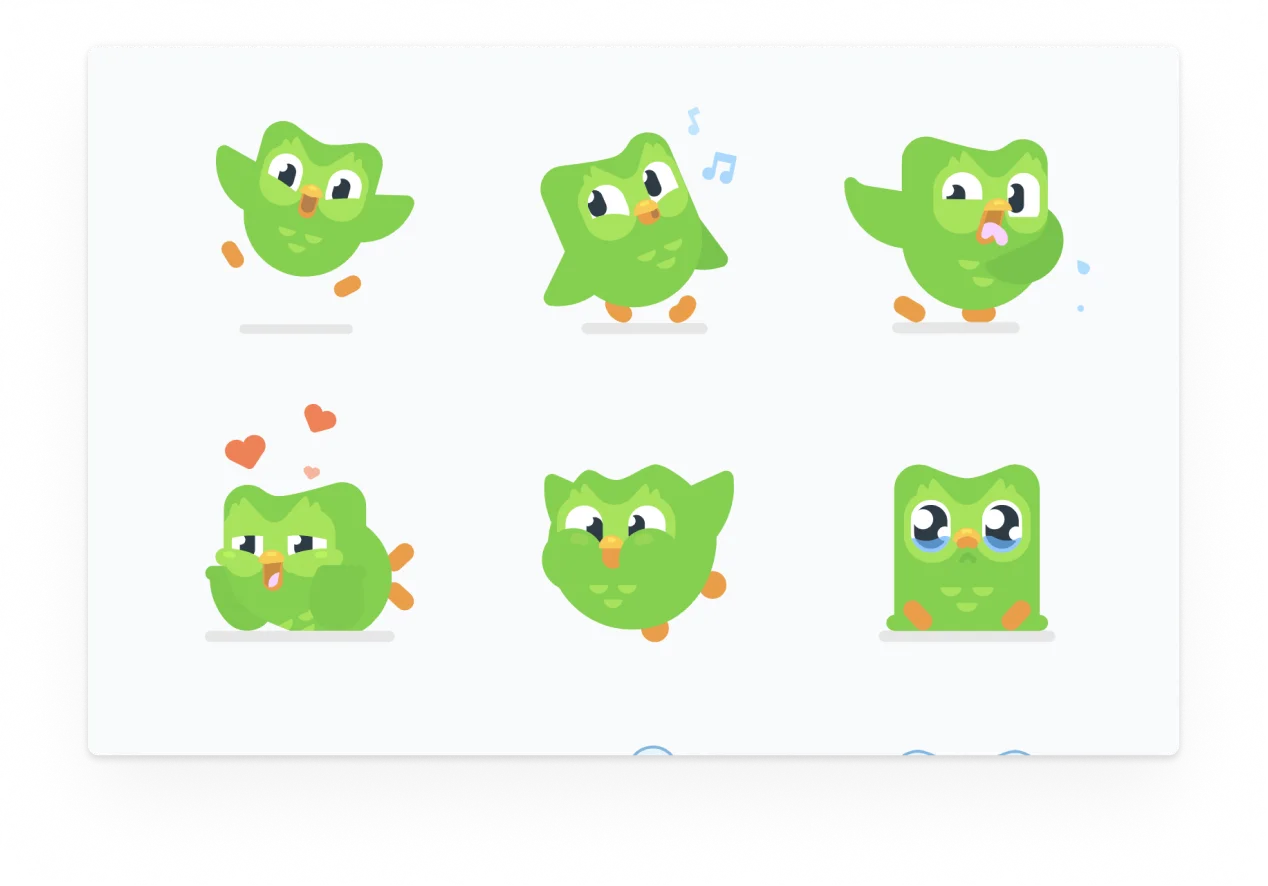 Duolingo character expressions reference